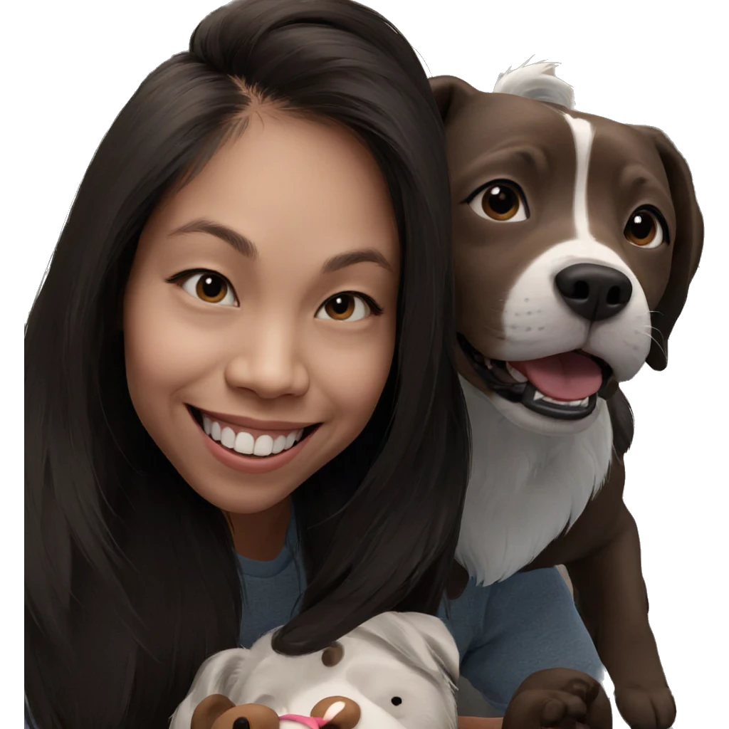 girl smiling with dog emoji