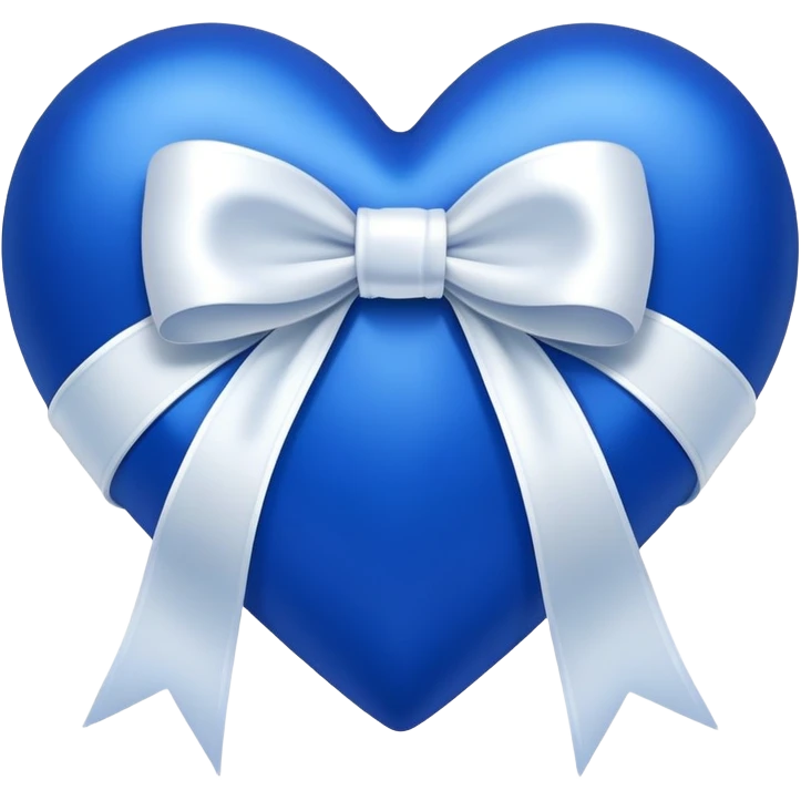 royal blue heart with white bow ribbon on it emoji