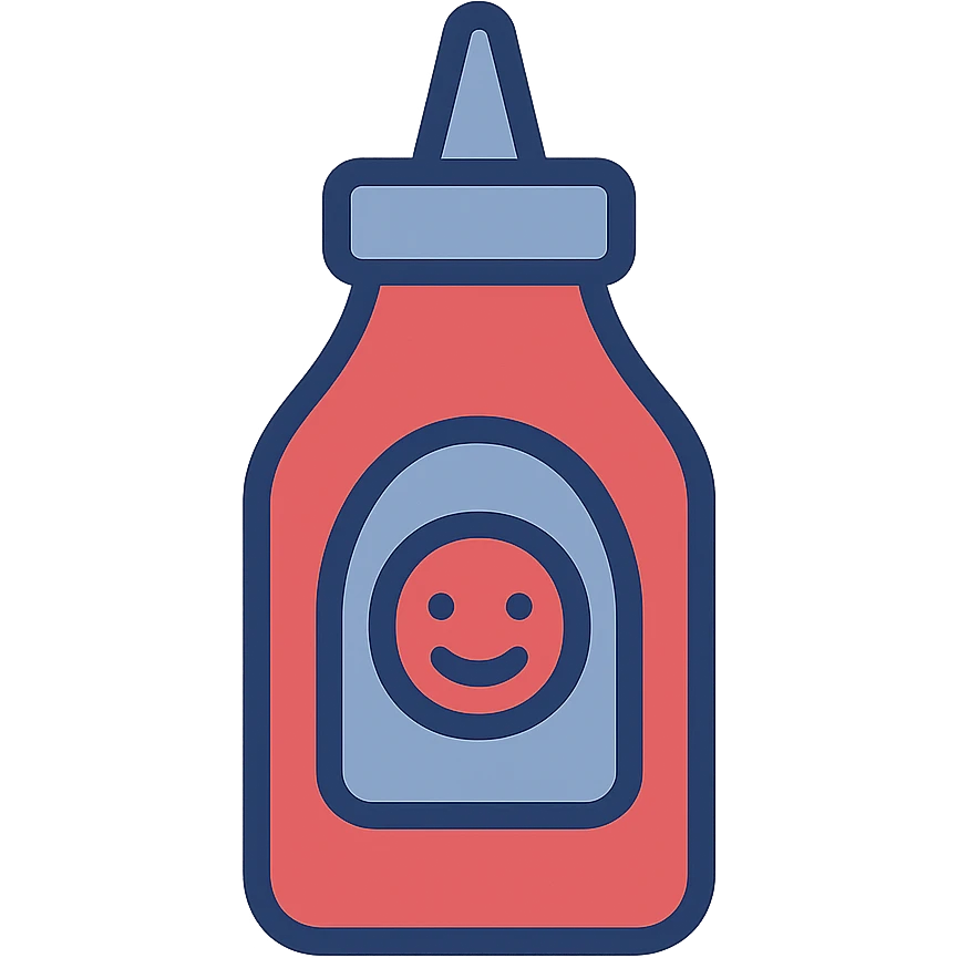 red ketchup bottle, minimal, flat design emoji