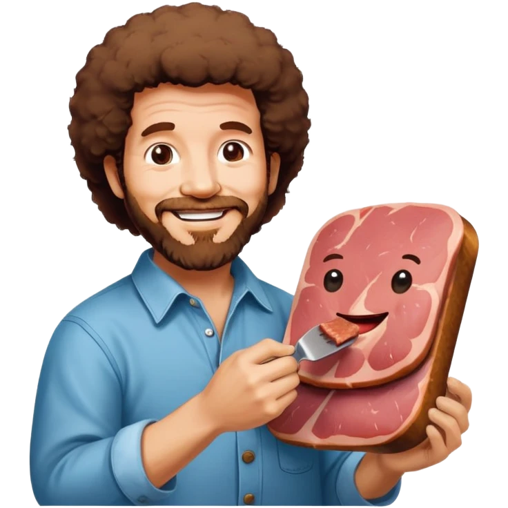 bob ross painting a SPAM meat Monalisa  portrait  emoji