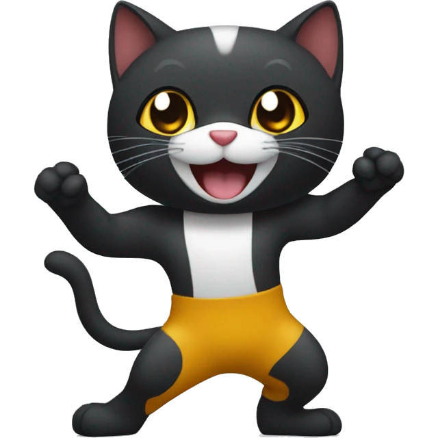 GATO NEGRO BAILANDO CON GATA CAREY emoji