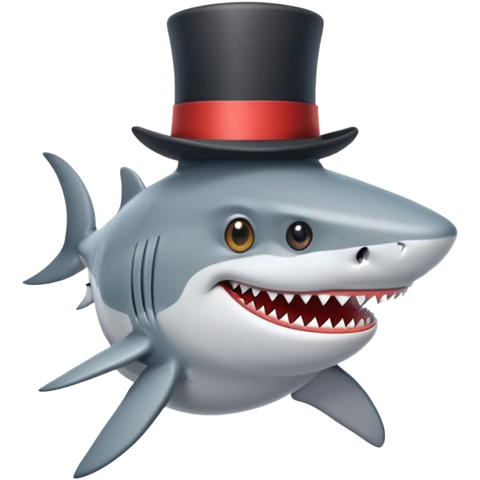 Shark with a top hat  emoji