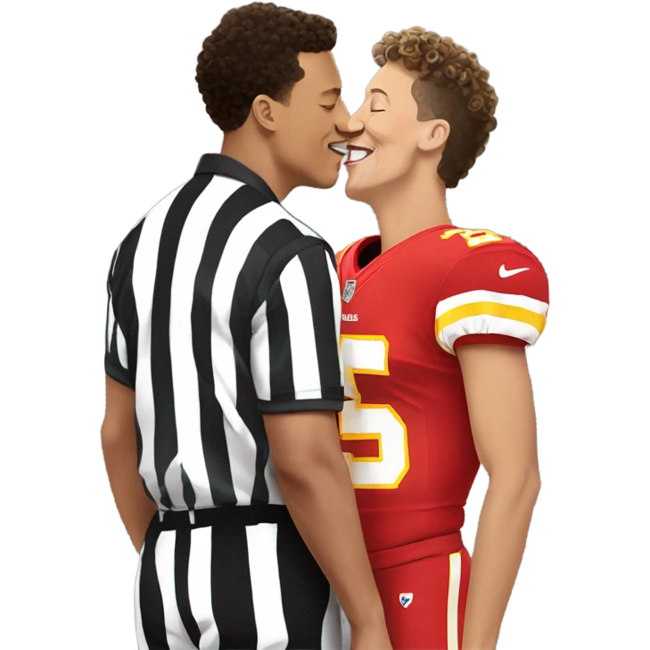 Patrick Mahomes kissing a football referee  emoji