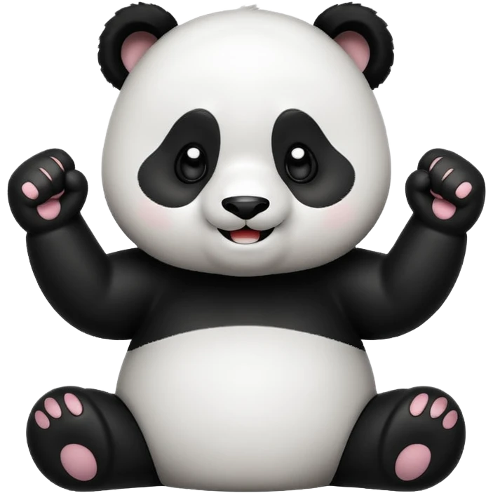 A cute panda emoji bowing with fists emoji