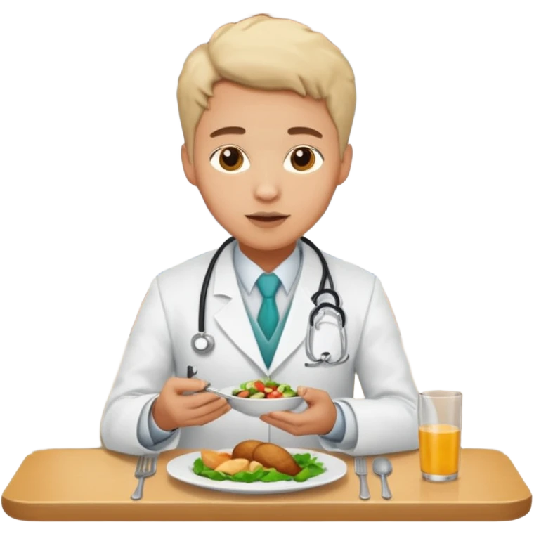 ligth doctor eating in restaurant full body emoji