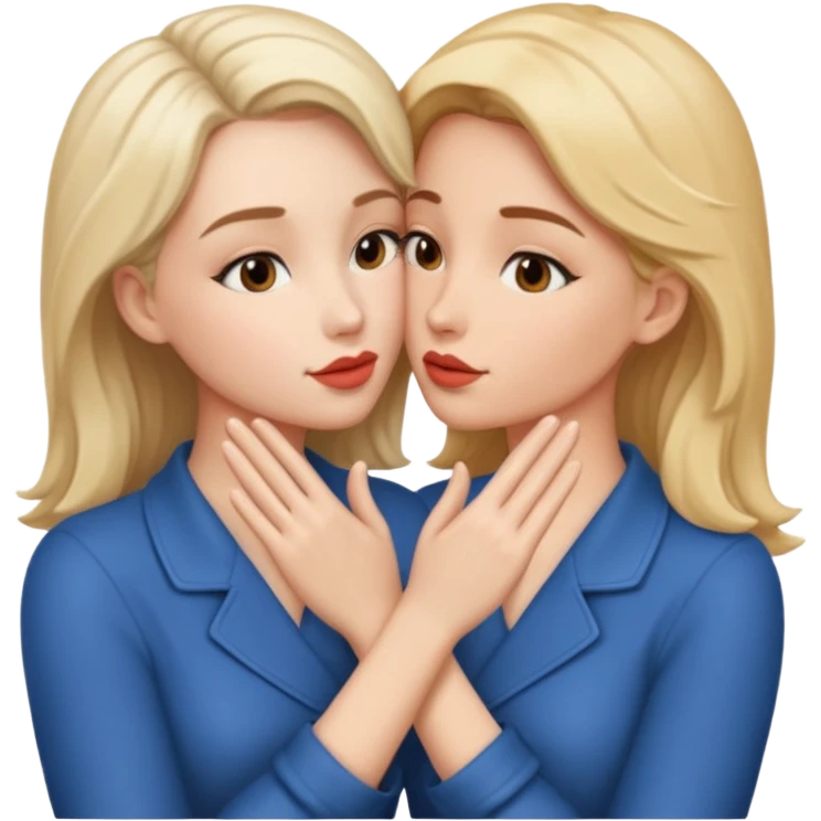 two women kissing hands wrapped around each other emoji