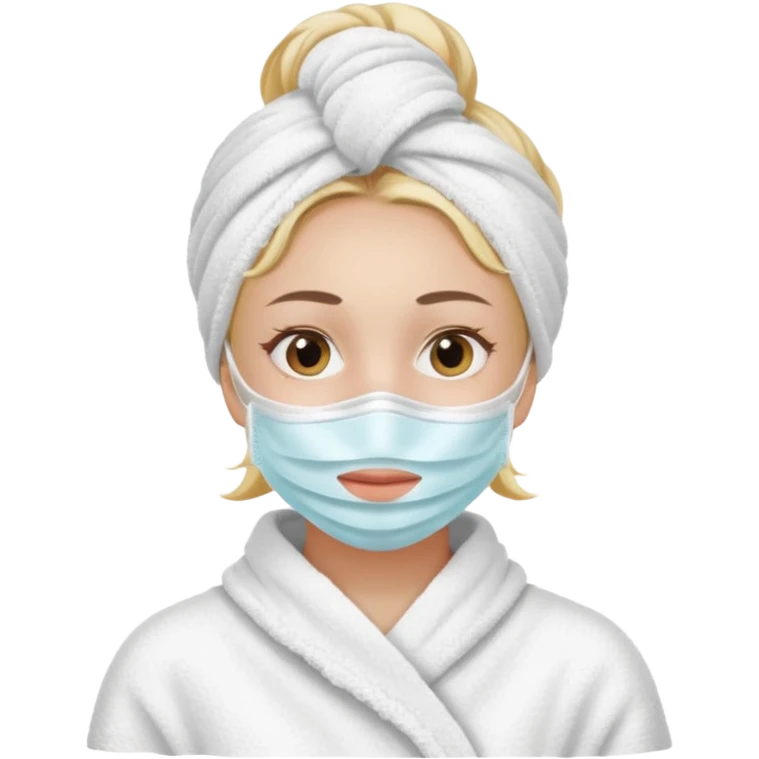 girl with bath towel and mask skincare emoji