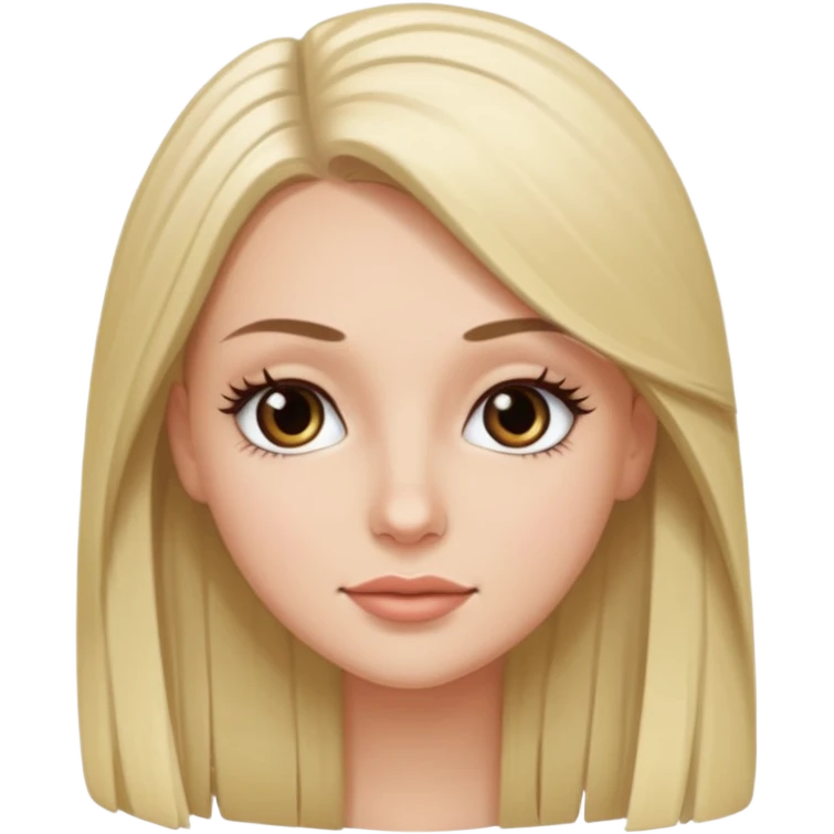Chica blanca, cabello lacio y pestañas largas emoji