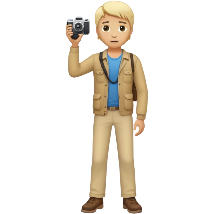 blond full body man with camera standing emoji