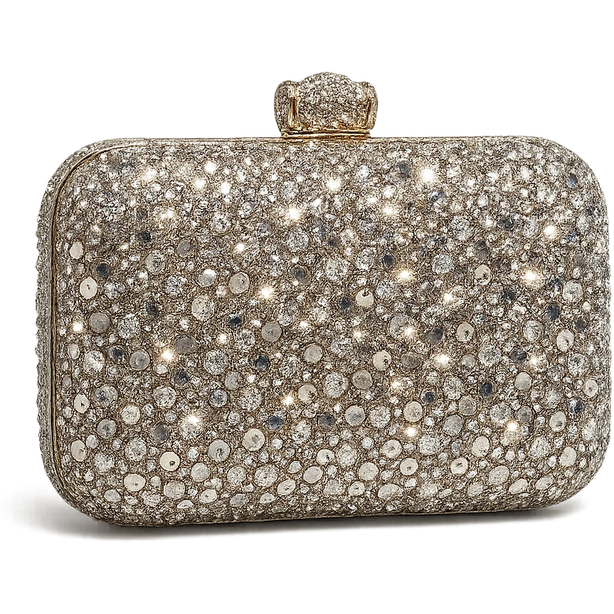 sparkling clutch purse, luxurious and bold emoji