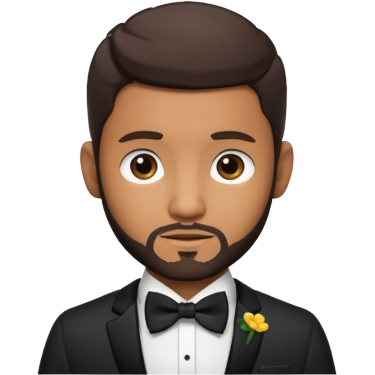 Usher with dark brown hair and short beard, black suit with bow tie emoji