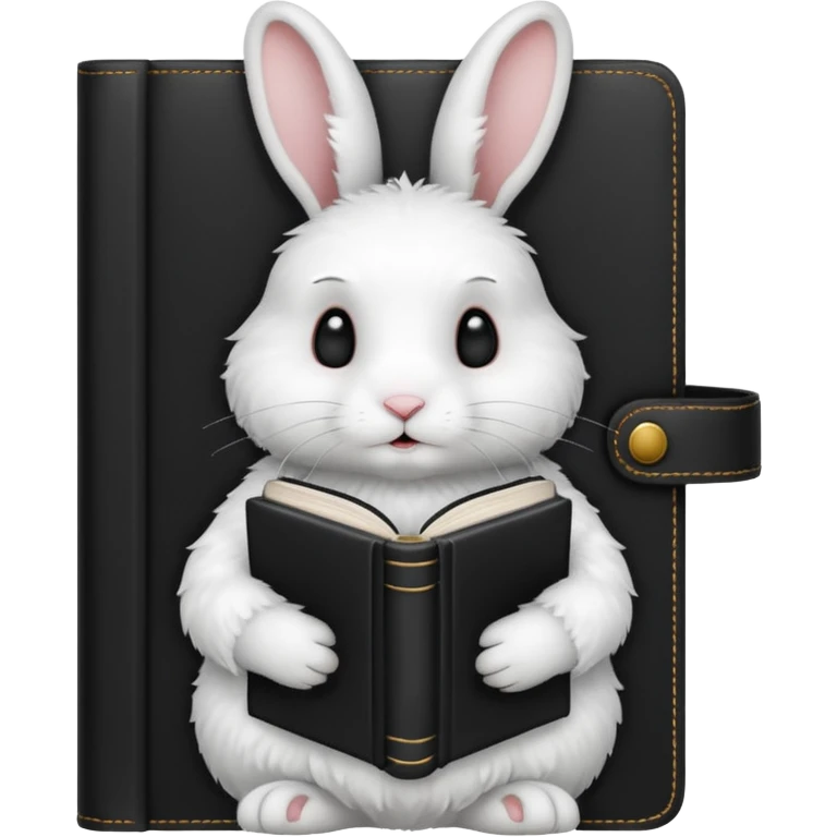  white rabbit with black book emoji