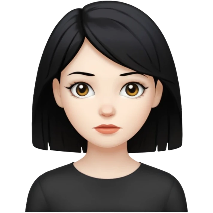 white woman with choppy black hair emoji