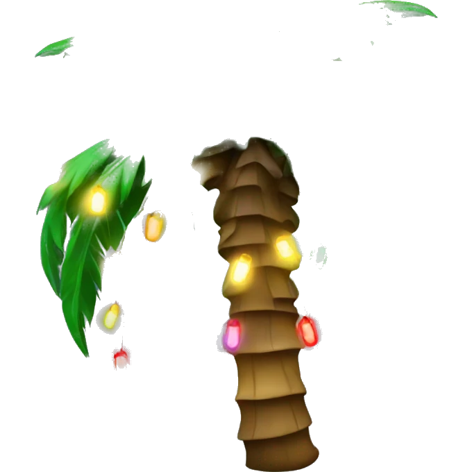 Palm tree with colorful Christmas lights around it emoji