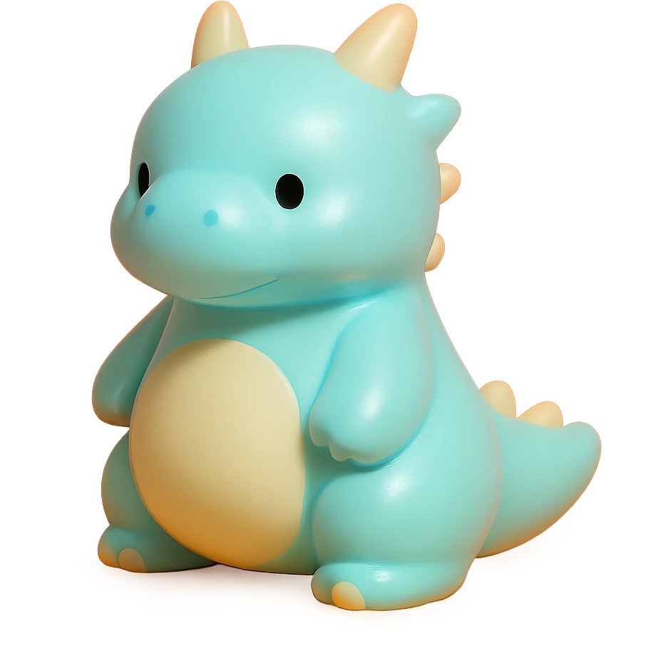 fantasy dragon, small and chubby, vinyl figure style emoji
