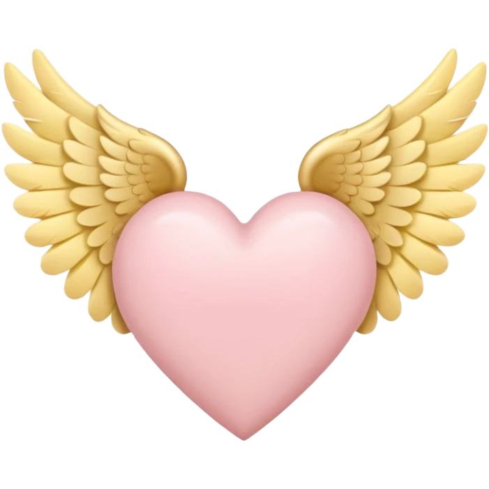 Heart with wings in soft pink, beige and yellow pastel colors emoji
