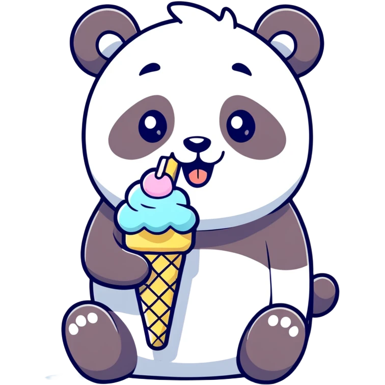 Panda eating ice cream emoji