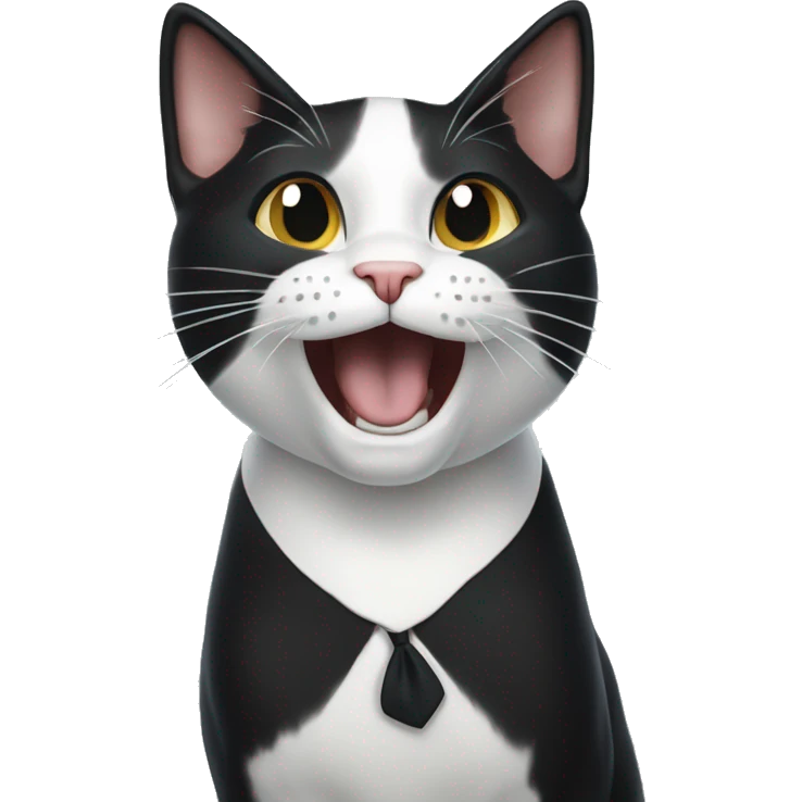 Tuxedo cat meowing  emoji