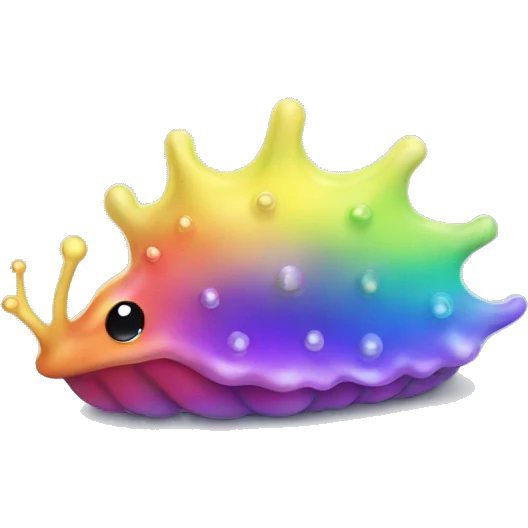 Kawaii rainbow metal sea slug emoji