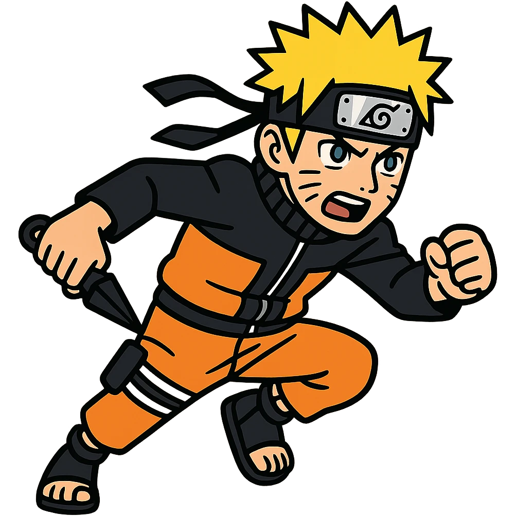 Naruto in action pose with bold outlines emoji