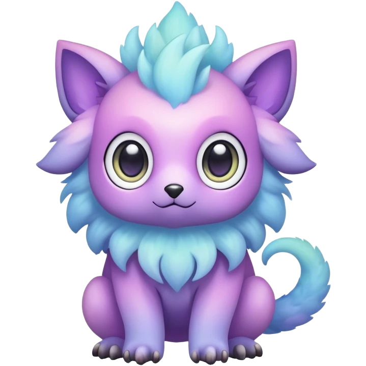 Cute cool colorful pastel nebula fantasy animal hybrid Fakemon full body, big eyes, adorable emoji