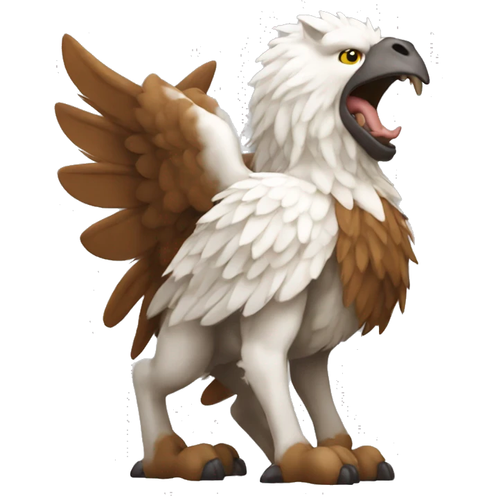 mythological creature, griffin, brown and white emoji