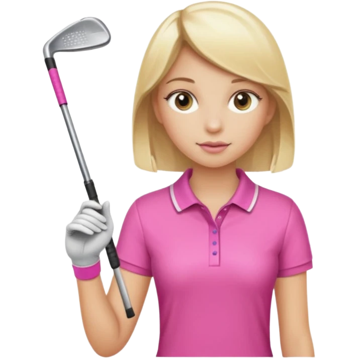 girl with blonde highlights wearing pink and has a golf club emoji