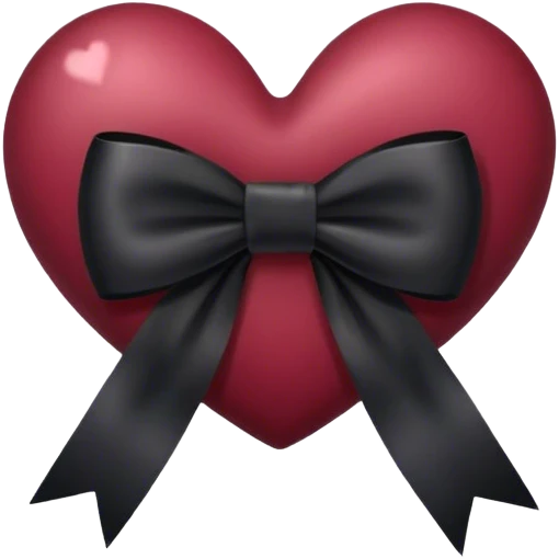 burgundy  heart with black bow emoji