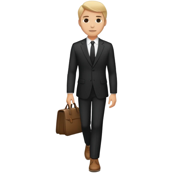 Caucasian male standing wearing dark suit and shoes emoji