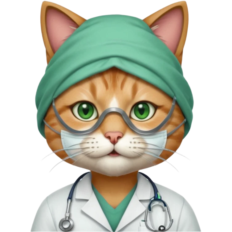 doctor cat, surgeon mask emoji