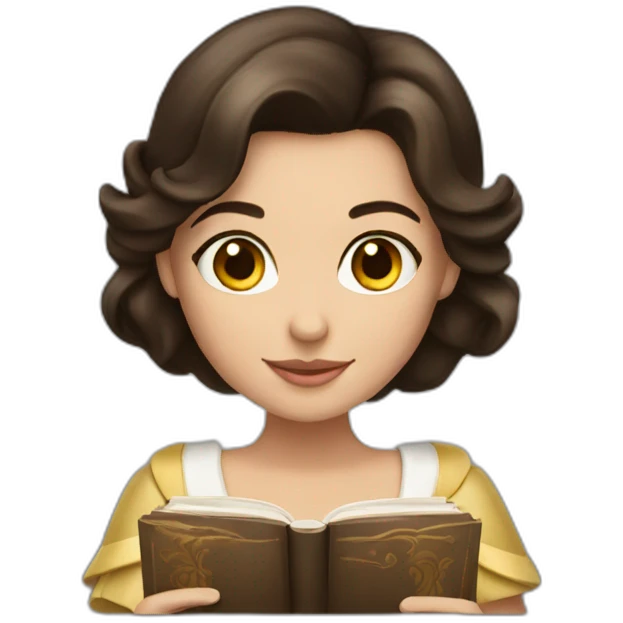 Brunette princess with book emoji