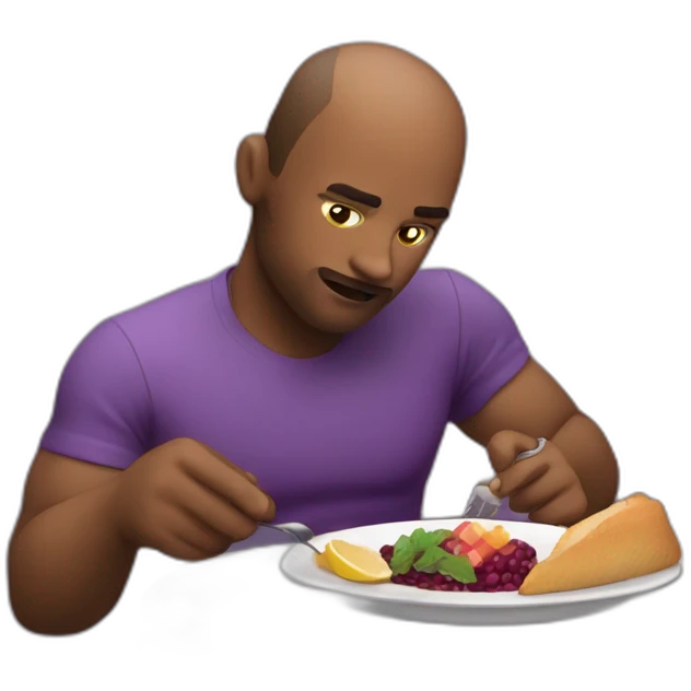 Persona comiendo una berenjena morada y alargada emoji