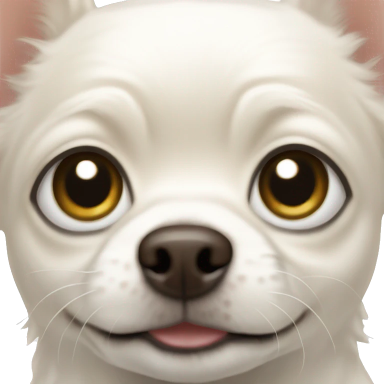 Dog white chunky chihuahua with barely visible light brown spots emoji