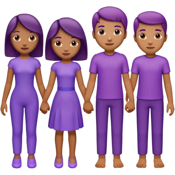 purple group without eyes and nose  holding hands emoji