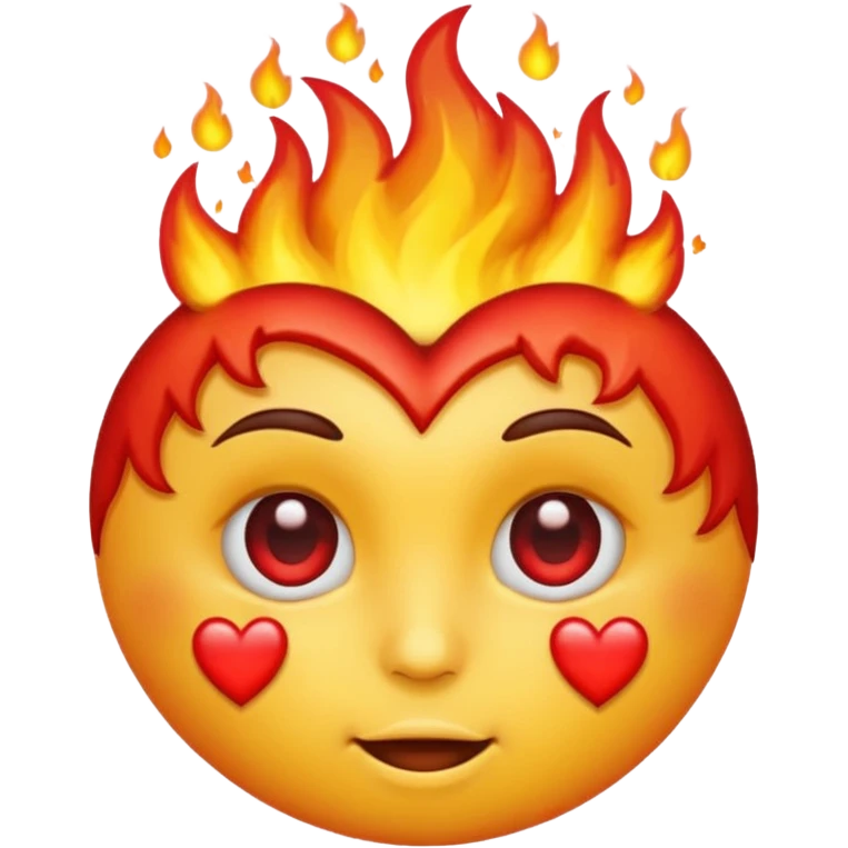 face emojie with red heart flaming eyes emoji
