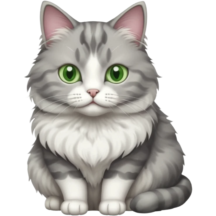 a grey and white cat sitting regally emoji