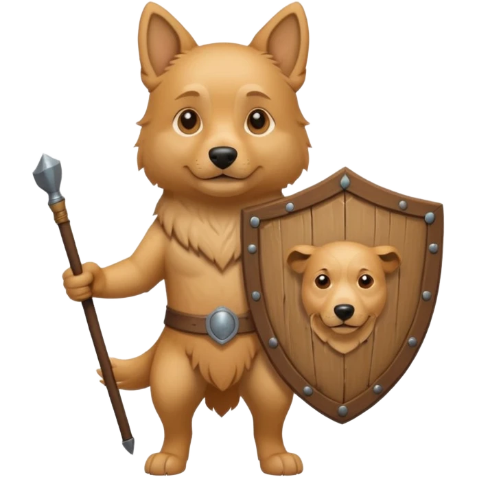 dog, ancient greece with only wooden shield emoji