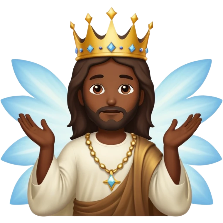 Dark skin christ Jesus with crown in the heavens emoji