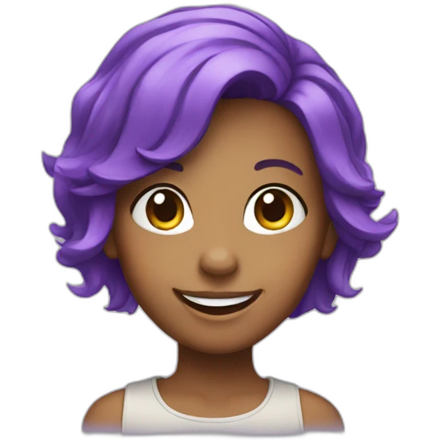 girl with purple hair smiling emoji