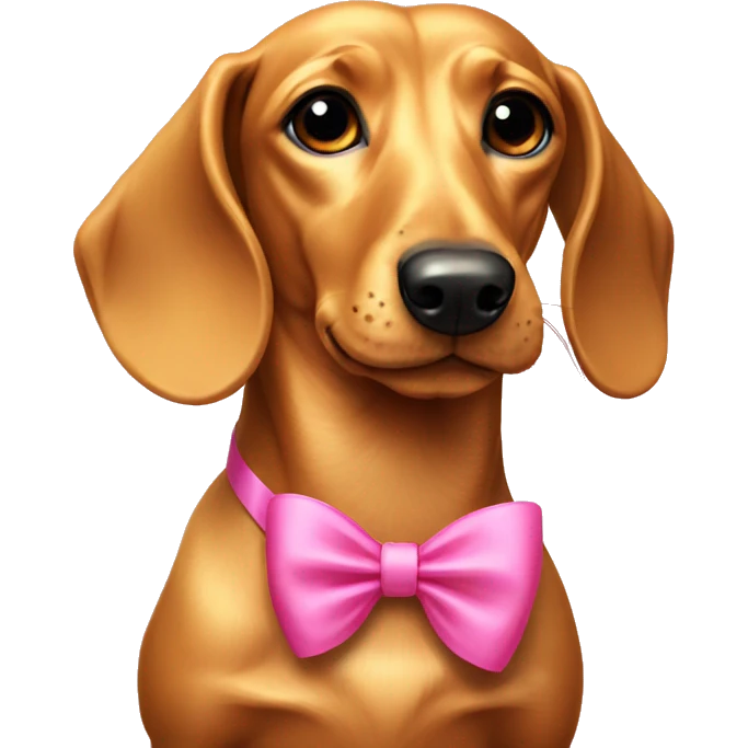golden dachshund with pink bow emoji