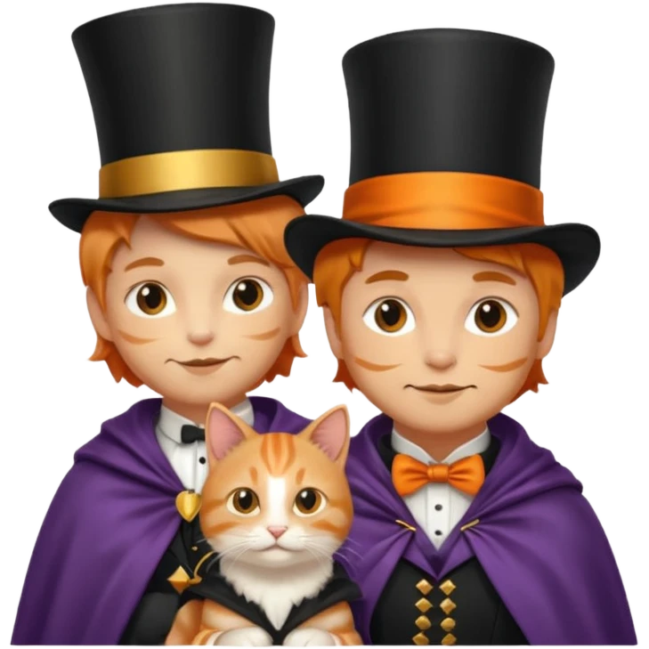 magician couple and their pet cat emoji