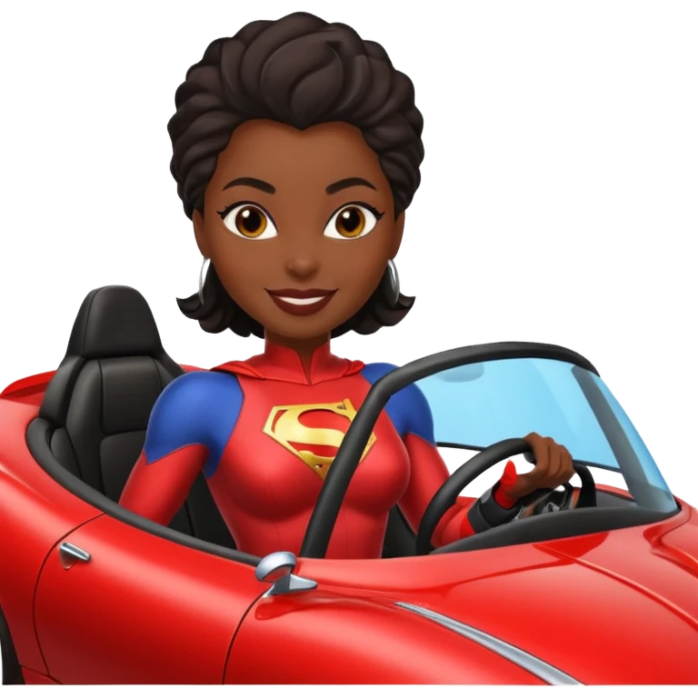 Bumblebee superhero black female’s sexy roadster car emoji