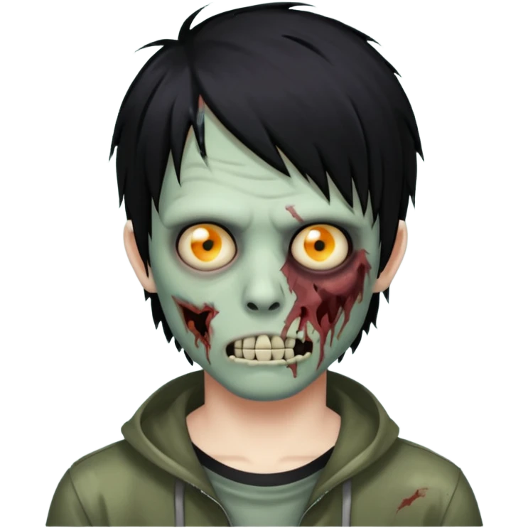 crie um emoji de zumbi homen com o cabelo de emo grande cobrindo o rosto assim🧟 emoji
