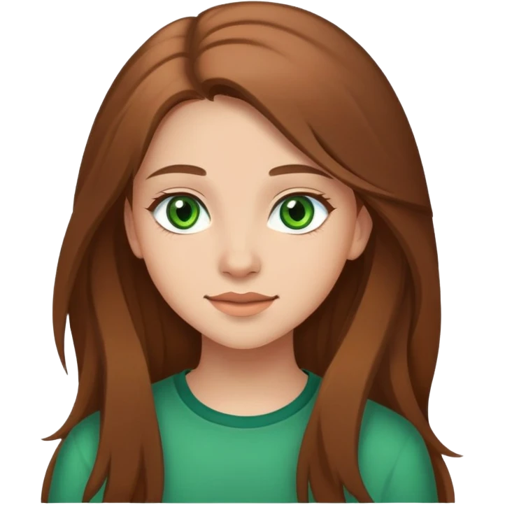 friendly girl, age 17, green eyes, light skin, long brown hair emoji