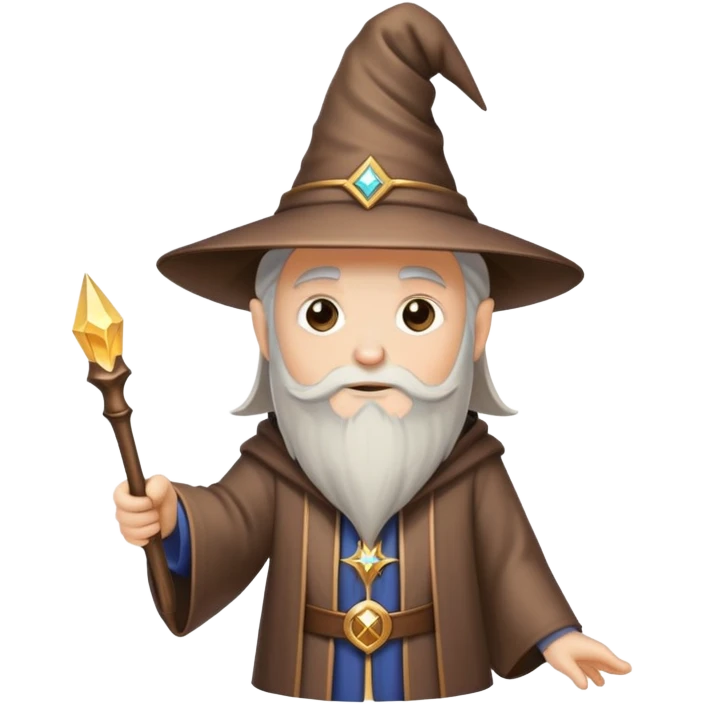 wizard with pointed hat and magic wand emoji