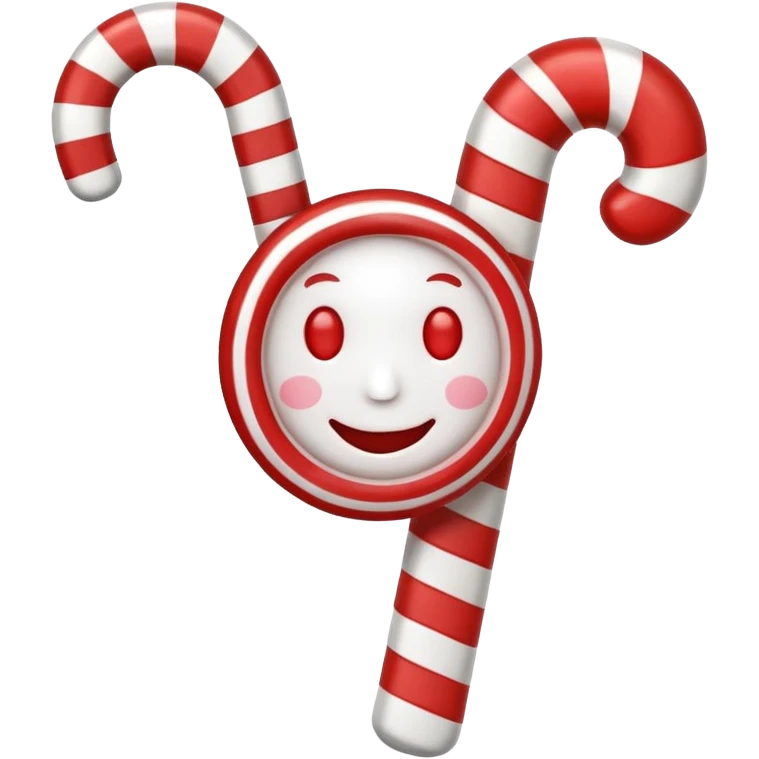 peppermint stick with a face emoji