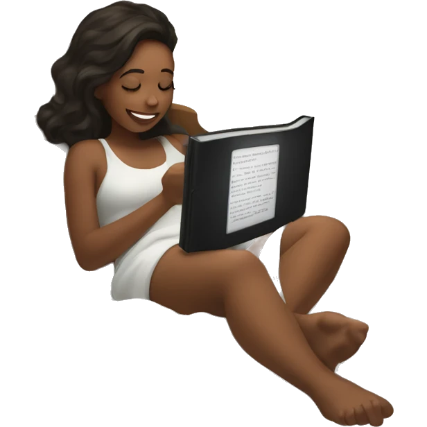 Girl in bed with kindle emoji
