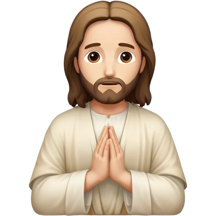 Jesus Christ from the front, hands folded, praying. emoji