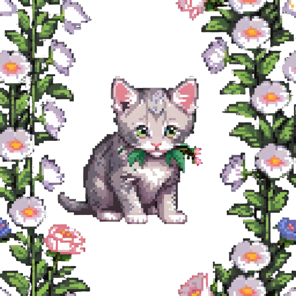 Kitten smells flowers emoji