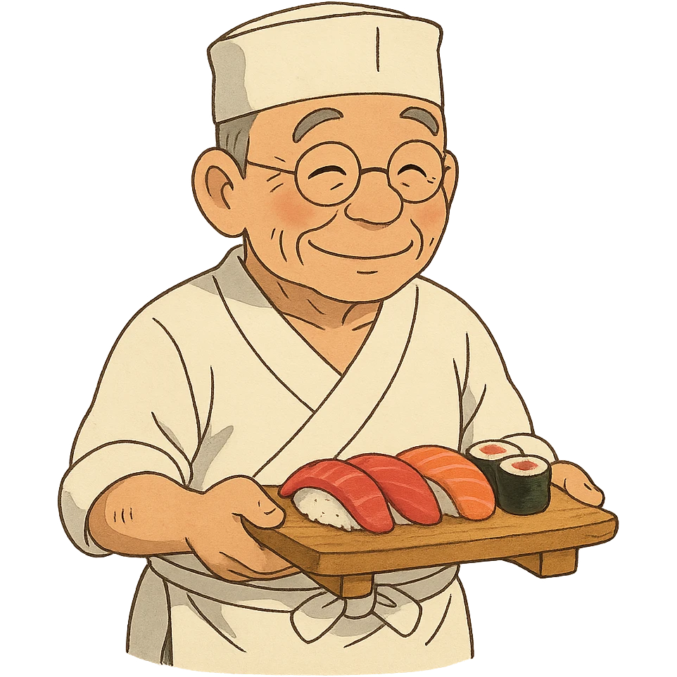 ghibli style sushi man character emoji